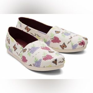 TOMS Novelty Alparagata Grape Monarch Butterfly Print Slip On Shoes Size 7